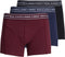 Jack&Jones 3P - Basic Heren Boxershorts - Elastische band met logo - Zwart Donkerblauw Bordeaux (3-pack)