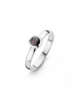Casa Jewelry Ring Pom S 58 - Aanschuifring - Zilver met grijze parelmoer