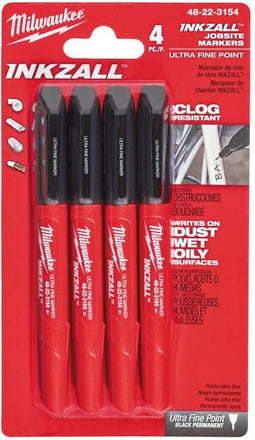 Milwaukee Accessoires INKZALL Fine Tip Markers - 4pc - 48223154 - 48223154