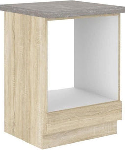 Lage kast voor inbouwoven met werkblad - Sonoma eiken afwerking - L 60 x D 51,6 x H 85 cm - LASSEN