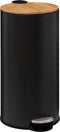 5Five prullenbak/pedaalemmer Bamboe - zwart - metaal - 30 liter - 38 x 29 x 60 cm - keuken