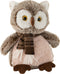 J-Line knuffel Uil + Sjaal - pluche - bruin/beige - large