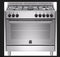 BERTAZZONI AMS95C61DMX - Gasfornuis - 90CM - 5 branders - Wokbrander - RVS - Vrijstaand