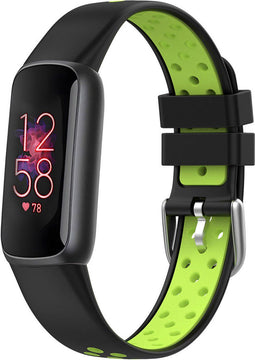 iMoshion Bandje Geschikt voor Fitbit Luxe/Groen - iMoshion Siliconen sport band zilveren gesp zonder pinnetje - Zwart