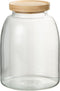 J-Line voorraadpot Tom - glas/bamboe - transparant/naturel - medium