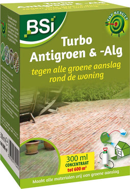 BSI - Turbo Antigroen & Alg Concentraat - Tegen Groene aanslag en korstmossen rond de woning - 300 ml voor 600 m²