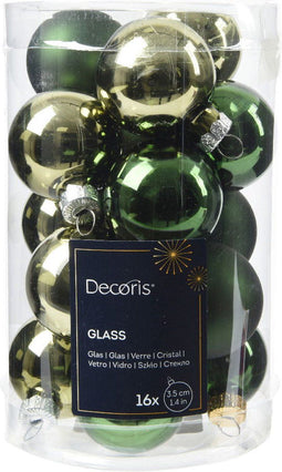 Kerstballen glas d3.5 cm groen 16st