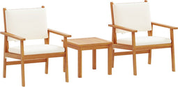 vidaXL - 3-delige - tuin - bistroset - met - kussens - in - massief - acaciahout