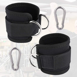 Happygetfit - 2 stuks verstelbare enkelbanden voor kabelmachine, comfortabele sportschool enkelband, dubbele D-ring enkelmanchetbanden, gewatteerde fitness been oefening bevestiging voor enkel manchet