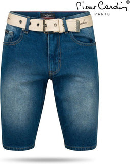 Pierre Cardin - Heren Bermuda met Gratis Riem - Mid Wash - Denim