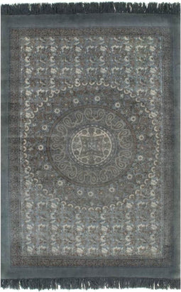 vidaXL - Kelim - vloerkleed - met - patroon - 120x180 - cm - katoen - grijs