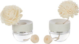 J-Line geurolie + bloem - glas - wit - 2 stuks