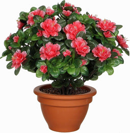 Kunstplant Azalea Peach - H 35cm - Terracotta sierpot - Mica Decorations