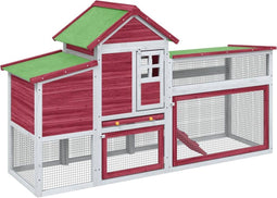 vidaXL - Kippenhok - 186,5x58,5x113 - cm - massief - grenenhout - rood