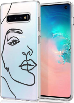 iMoshion Hoesje Geschikt voor Samsung Galaxy S10 Hoesje Siliconen - iMoshion Design hoesje - Transparant / Zwart / Line Art Woman Black
