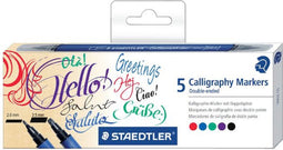 Kalligrafiepen Staedtler duo punt 2.0 en 3.5mm ass - 5 stuks