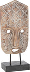 J-Line figuur Masker Primitief Op Voet - hout - bruin/wit - small