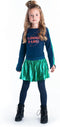 B.Nosy Meisjes Jurk - Shiny fake leather rok - Space blue - Maat 122