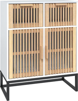 vidaXL - Dressoir - 60x30x75 - cm - bewerkt - hout - wit