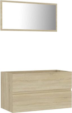 vidaXL - 2-delige - Badkamermeubelset - bewerkt - hout - sonoma - eikenkleurig
