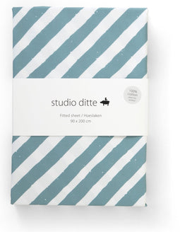 Studio Ditte Hoeslaken 90x200cm | Stripes Blue