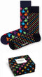 Happy Socks - Unisex 2-Pack Happy Gift Box Sokken - Duim-omhoogontwerp - Zwart (2 stuks)