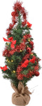 Kunstkerstboom met rode versiering op batterijen - 20 micro LED lampjes - 60CM