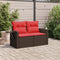 Tuinbank 2-zits met kussens poly rattan bruin