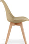 Stoel MARK - Donkerbeige, Beukenhouten Poten, Kunststof Zitting met Kunstlederen Kussen, Strak Design, Ergonomisch, Geschikt voor Keuken, Eetkamer, Kantine en Werkruimte, Max. 120 kg