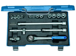 Gedore 30 GMU-3 - Dopsleutelset 17-delig 3/8" 6-19 mm - Vanadiumstaal - Blauwe staalkist