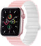 imoshion Siliconen magnetisch bandje - Geschikt voor Apple Watch 1, 2, 3, 4, 5, 6, 7, 8, 9, 10 (42 mm), SE - 38/40/41 mm - Roze & Wit - One Size