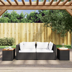 Tuinbijzettafels 2 St 55X34X37 Cm Hout Poly Rattan Zwart