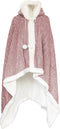 Linnick Flanel Fleece Deken + Hoodie met Capuchon Croco - rosé - 140x200cm - 130x180cm - Plaid