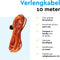 BRASQ Verlengsnoer 10 meter Oranje - Verlengkabel met randaarde - Verlengkabel voor binnen