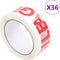 vidaXL Verpakkingstapes 36 st met FRAGILE-print 48 mm x 66 m wit
