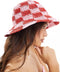 Bucket Hat - Stijlvolle Gevlochten Hoed - Rood/Wit - Norrlands Ljus