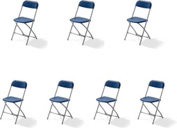Budget Klapstoel grijs/blauw, Inklapbaar en stapelbaar - SET VAN 7