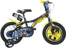 Dino Batman - Kinderfiets 14 Inch - van 3-5 Jaar - met Zijwieltjes - Jongensfiets Zwart