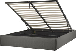 DINAN - Tweepersoonsbed - Donkergrijs - 160 x 200 cm - Polyester