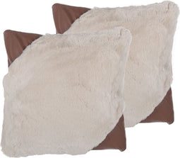 EHNAR - Sierkussen set van 2 - Beige - 42 x 42 cm - Nepbont