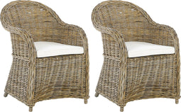 Beliani SUSUA - Tuinstoel set van 2 - Beige - Rotan