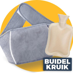 Buidel kruik Grijs - met hoes - 1 liter - Pasper warmwaterkruik - menstruatie pijnverlichting warmteband - kruikzak
