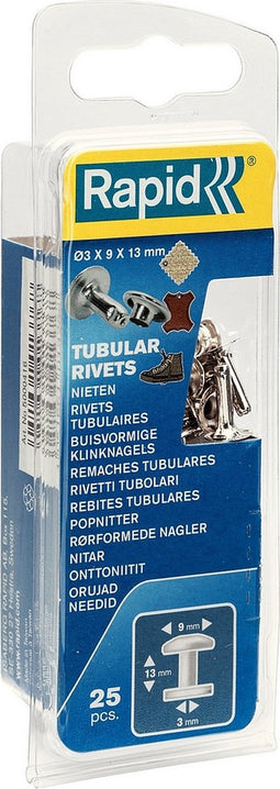 Buisvormige klinknagels Ø9 x 13 mm, 25 stuks + aambeeld - 5000416