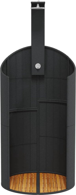 Buitendouche 100x100x241,5 cm poly rattan en acaciahout zwart