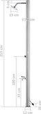 Buitendouche 215 cm roestvrij staal