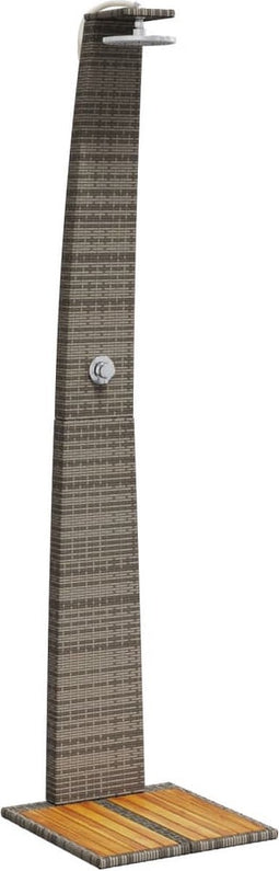 Buitendouche 55x60x224 cm poly rattan en acaciahout grijs