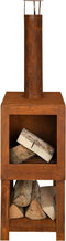 Buitenkachel met houtopslag roest ( 136,3 cm x 38,4 cm ) Esschert Design FF298 Tijdloos Ontwerp Eenvoudig Gebruik Met Houtopslag