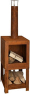 Buitenkachel met houtopslag roest ( 136,3 cm x 38,4 cm ) Esschert Design FF298 Tijdloos Ontwerp Eenvoudig Gebruik Met Houtopslag