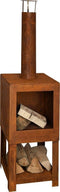 Buitenkachel met houtopslag roest ( 136,3 cm x 38,4 cm ) Esschert Design FF298 Tijdloos Ontwerp Eenvoudig Gebruik Met Houtopslag