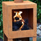 Buitenkachel met houtopslag roest ( 136,3 cm x 38,4 cm ) Esschert Design FF298 Tijdloos Ontwerp Eenvoudig Gebruik Met Houtopslag